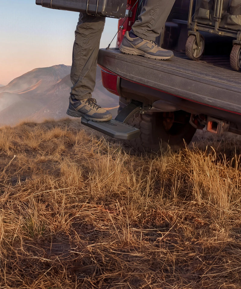 Wolfbox Retractable Truck Bed Step - Heavy-Duty Rear Bumper Step for Easy Knee-Saving Access.