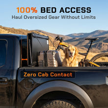 ToughFold T1 truck bed cover in flipped open position providing 100% bed access with zero cab contact for hauling gear