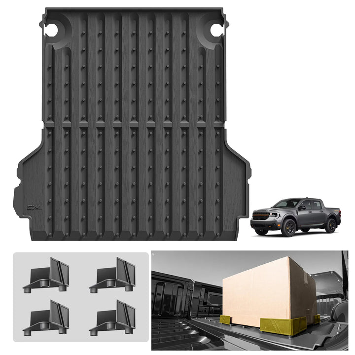 4'6" Truck Bed Mat with Cargo Organizers- 3W Thorex™ All-Weather Protection