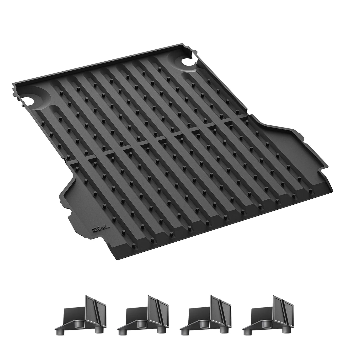 4'6" Truck Bed Mat with Cargo Organizers- 3W Thorex™ All-Weather Protection