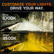 6700K crisp white and 3500K warm amber light beam color temperatures.