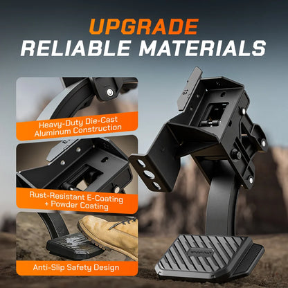 Reliable die-cast aluminum construction with rust-resistant coating for truck accessories.