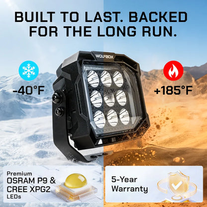 Off-road LED light, -40°F to 185°F, 5-year warranty