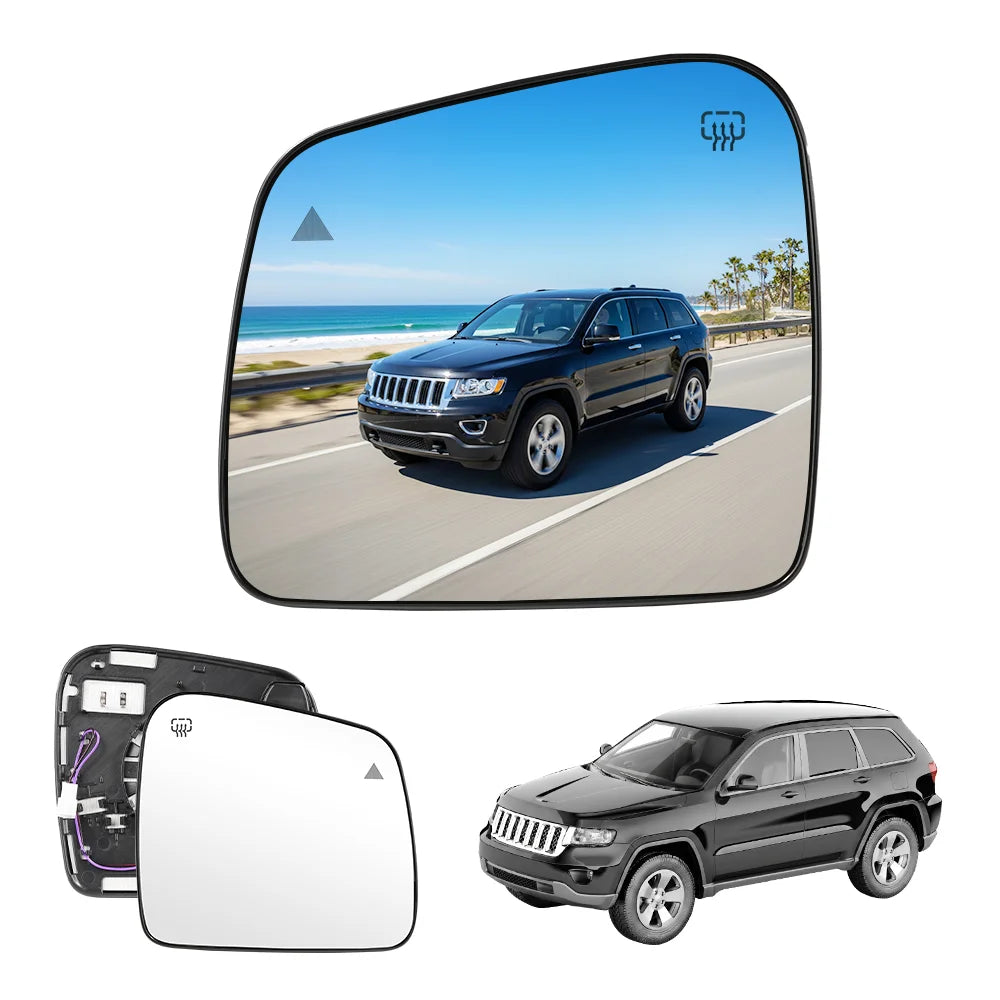 Wide-Angle Convex Side Mirrors for Jeep Cherokee L (12-26)| clear