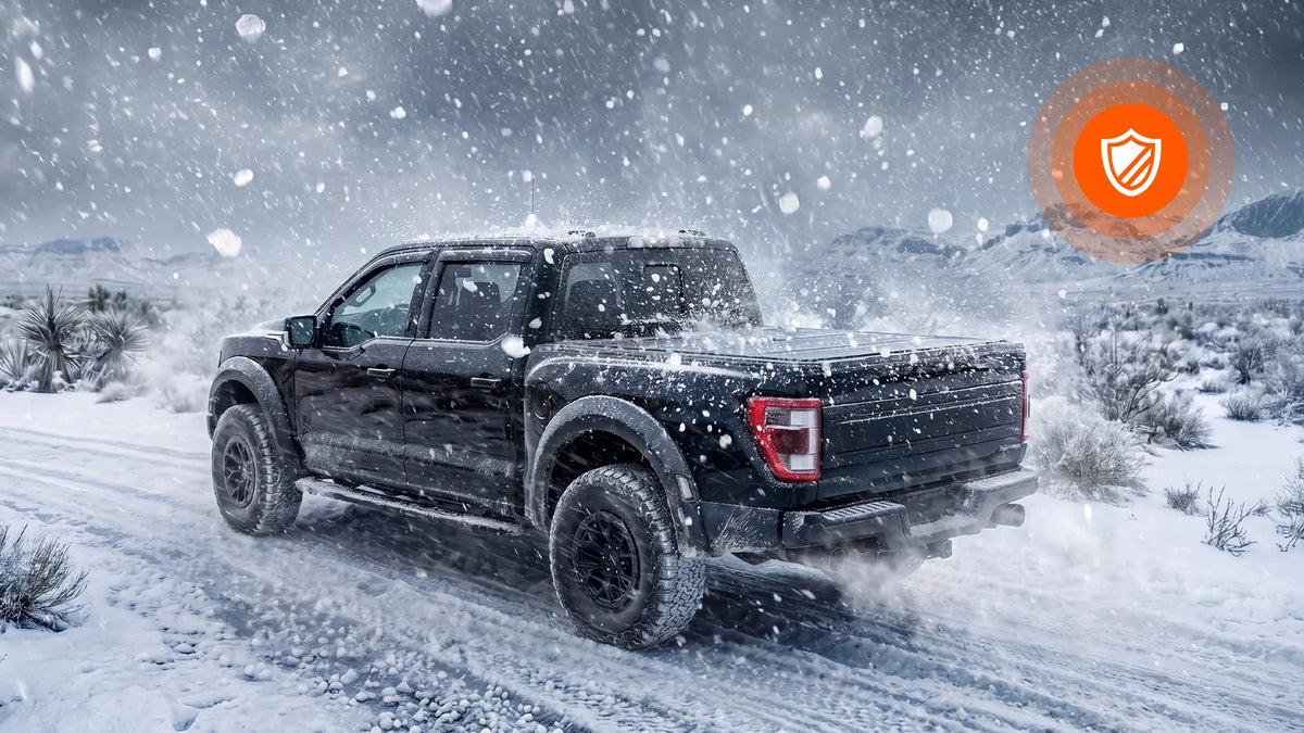 Durable tri-fold hard truck bed cover designed with scratch-resistant and dent-proof armor panels for maximum heavy-duty cargo protection.