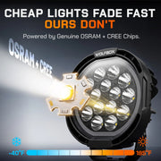 Heavy-duty durability: OSRAM P9 LEDs with extreme temperature and 6G shock resistance.