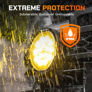 IP69K waterproof off-road light resisting high-pressure water and extreme mud.