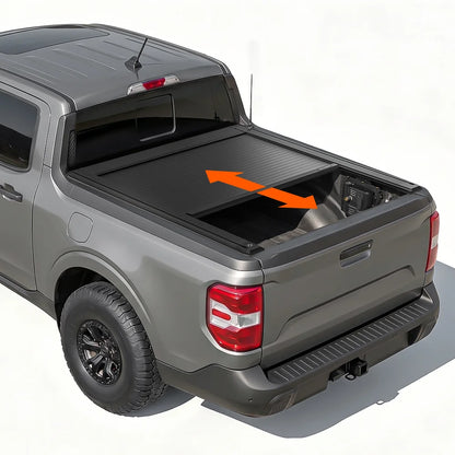 MAVERICK Truck tonneau cover half open on pickup truck bed