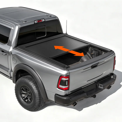 Electric truck bed cover fitted for ram 1500 5.5 ft (5'7") pickup truck bed.