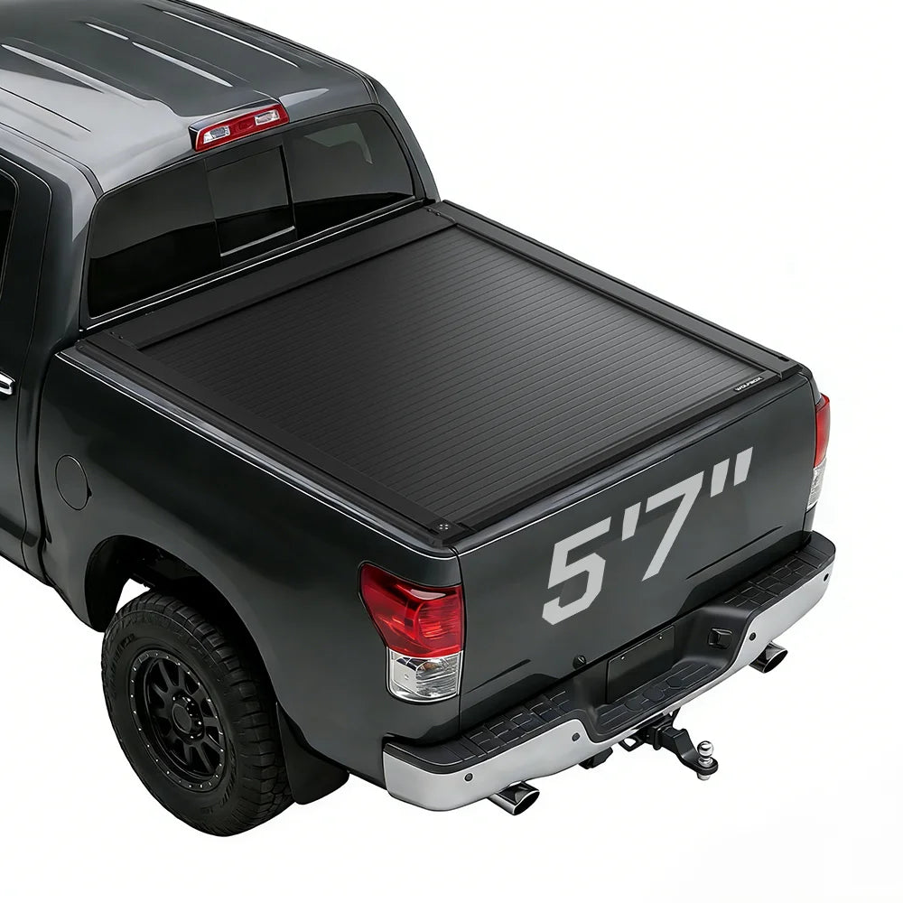 Electric truck bed cover fitted for tundra 5.5 ft (5'7") pickup truck bed.