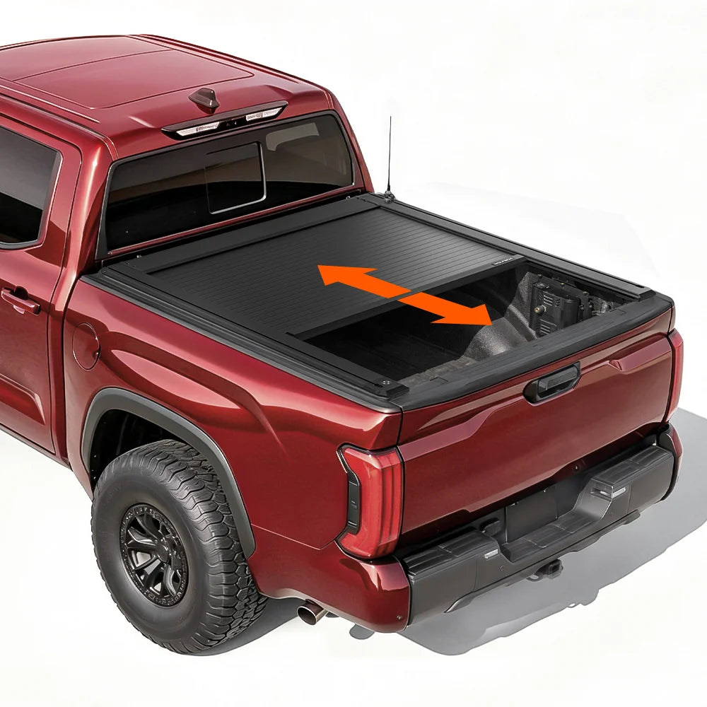 Electric truck bed cover fitted for tundra 5.5 ft (5'7") pickup truck bed.