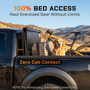 ToughFold T1 truck bed cover in flipped open position providing 100% bed access with zero cab contact for hauling gear