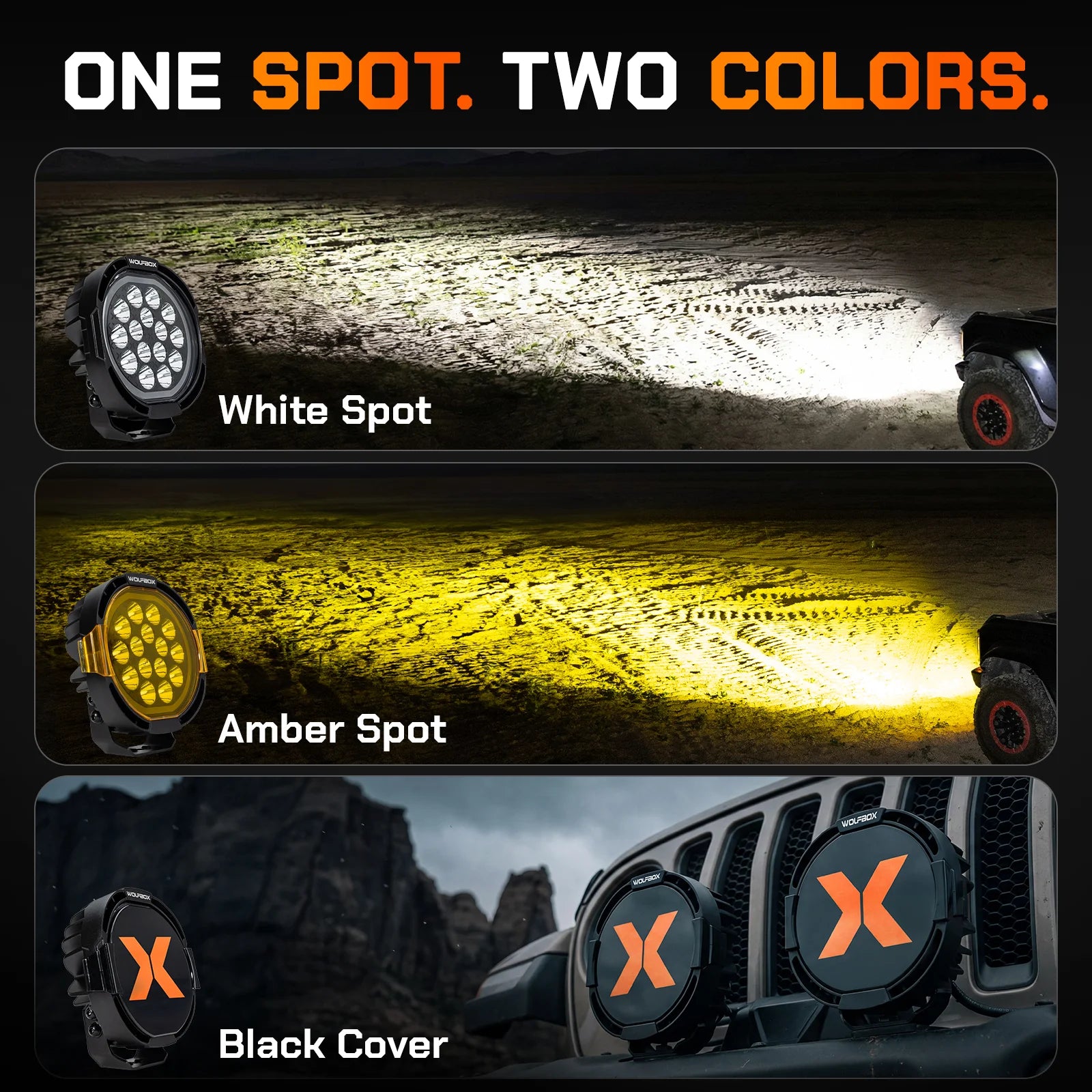 One Spot. Two Colors. White Spot
Amber Spot