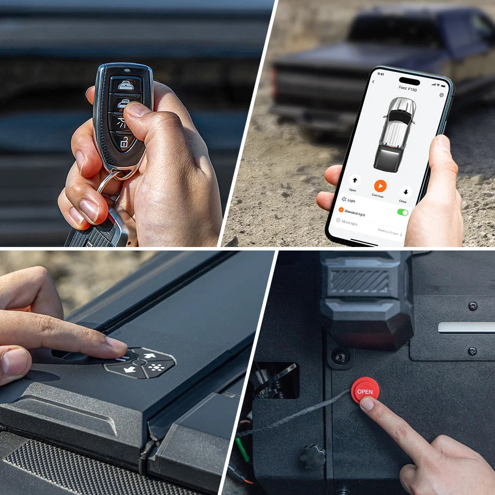 Truck tonneau covers with four opening modes