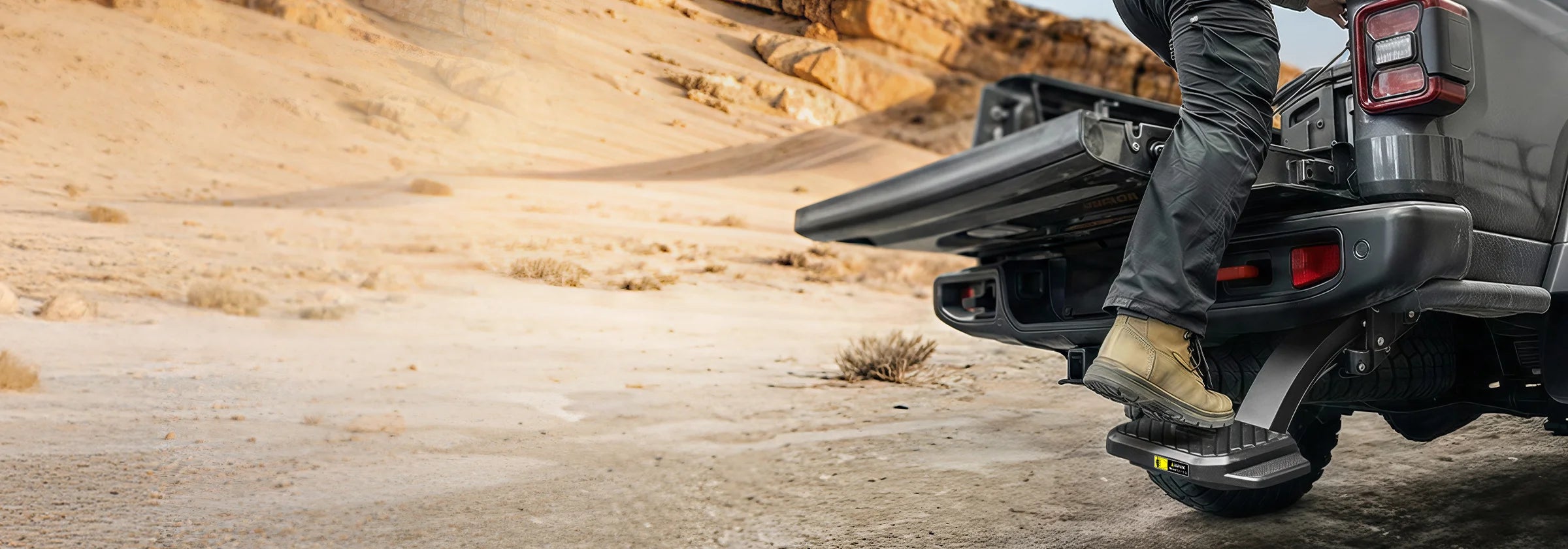WOLFBOX retractable truck bed step for effortless bed access.
