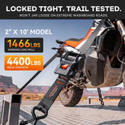 2-inch x 10-foot retractable ratchet strap rated to 1,466 lbs working load and 4,400 lbs break strength for heavy truck, trailer and hauling loads.