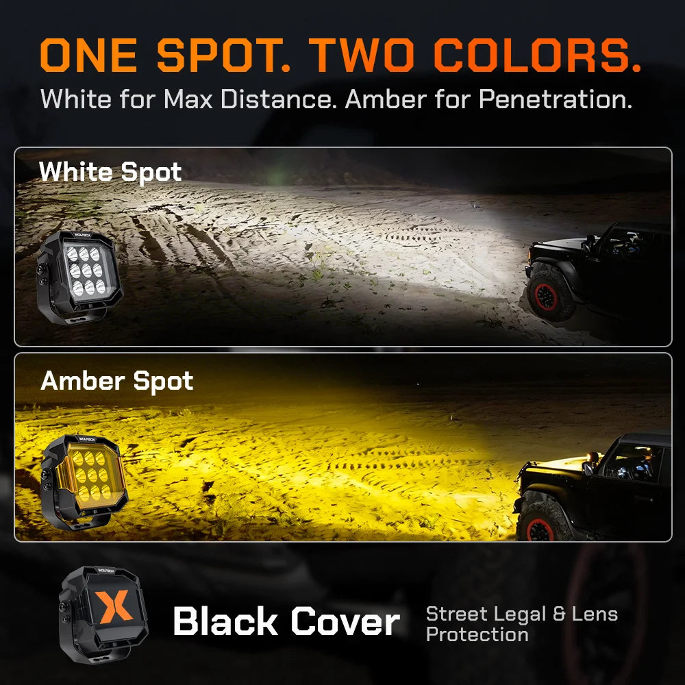 6700K crisp white and 3500K warm amber light beam color temperatures.