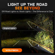 WOLFBOX 3 Inch Off-Road LED Pod Lights vs Stock Headlights Night Driving Road Visibility Comparison