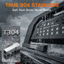 True 304 stainless steel construction ensures the MTB-R1 truck bed rack never rusts.