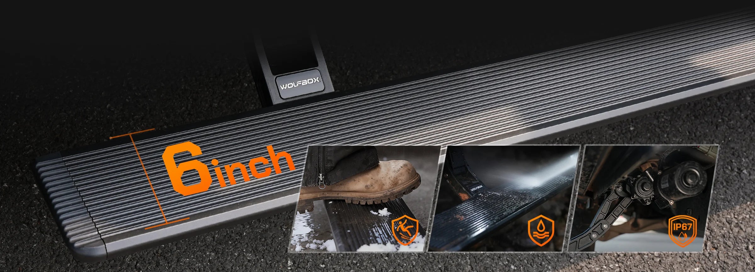 Industrial-grade 6063-T5 aluminum power steps with dual-layer coating and anti-slip surface.