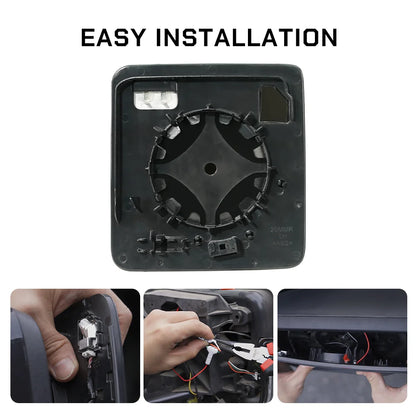 The Jeep Wrangler JL (18-26) | Gladiator JT (20-26) comes with a step-by-step easy installation of WOLFBOX side mirror glass, featuring factory-style clips and simple plug-and-play wiring for effortless setup.