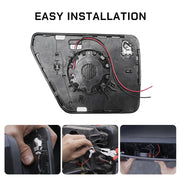 Step-by-step easy installation of WOLFBOX side mirror glass featuring factory-style clips and simple plug-and-play wiring.